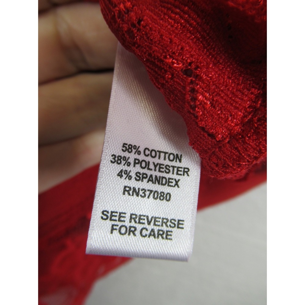 Cato Ribbed Beaded Camisole Tank Top Women Medium Red Lace Trim Adjustable Strap - Picture 4 of 5